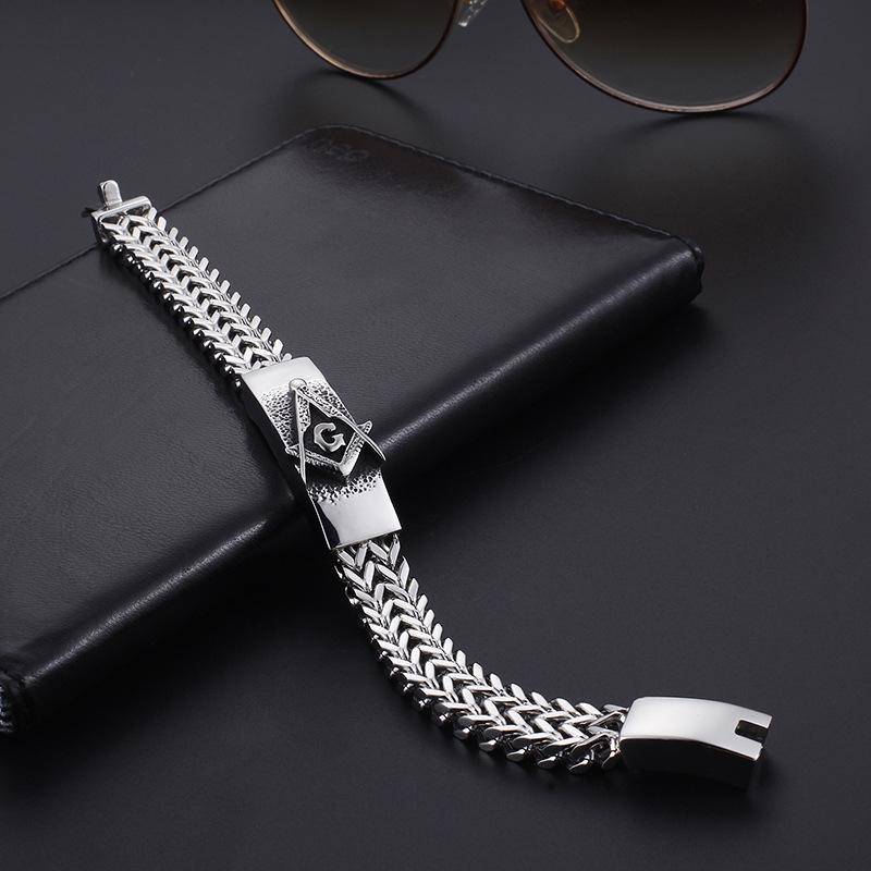 Master Mason Blue Lodge Bracelet - Interlaced Stainless Steel - Bricks Masons