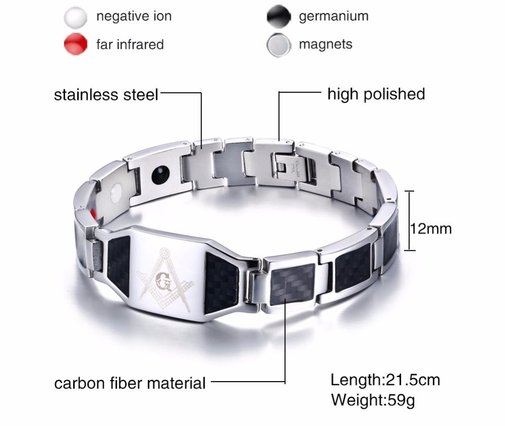 Master Mason Blue Lodge Bracelet - Silver Magnetic Stainless Steel - Bricks Masons