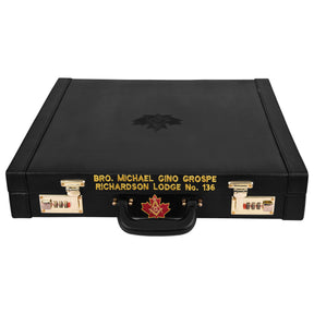 Master Mason Blue Lodge Canada Regulation Apron Case - Black Emblem Machine Embroidery Personalization Various Sizes & Materials