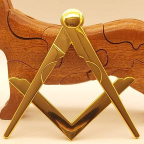 Master Mason Blue Lodge Car Emblem - Square and Compass Medallion - Bricks Masons