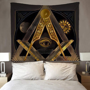 Master Mason Blue Lodge Flag - Sun Moon Tapestries - Bricks Masons