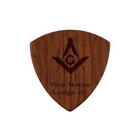 Master Mason Blue Lodge Wood Guitar Pick - Acoustic Electric Bass - Bricks Masons