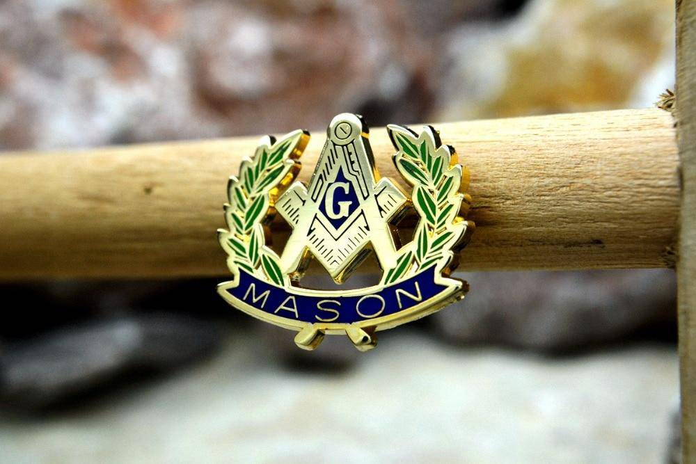 Master Mason Blue Lodge Lapel Pin - Olive Branch Square and Compass G - Bricks Masons