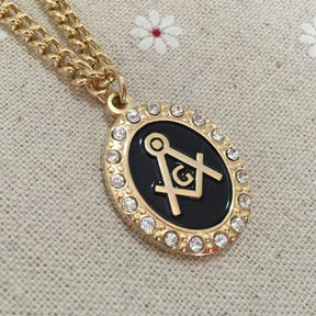 Master Mason Blue Lodge Necklace - Square and Compass G Zirconia - Bricks Masons