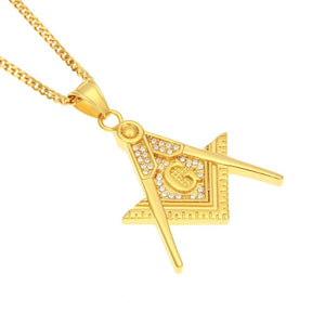 Master Mason Blue Lodge Necklace - Zirconia Stainless Steel - Bricks Masons