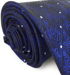 Master Mason Blue Lodge Necktie - Blue & Black with Polkadot Square & Compass G - Bricks Masons