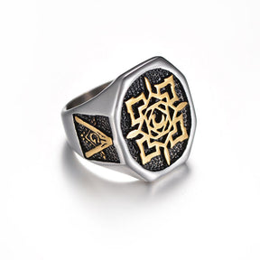 Master Mason Blue Lodge Ring - 7mm Titanium Steel - Bricks Masons