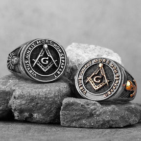 Master Mason Blue Lodge Ring - Compass and Square G Vintage - Bricks Masons