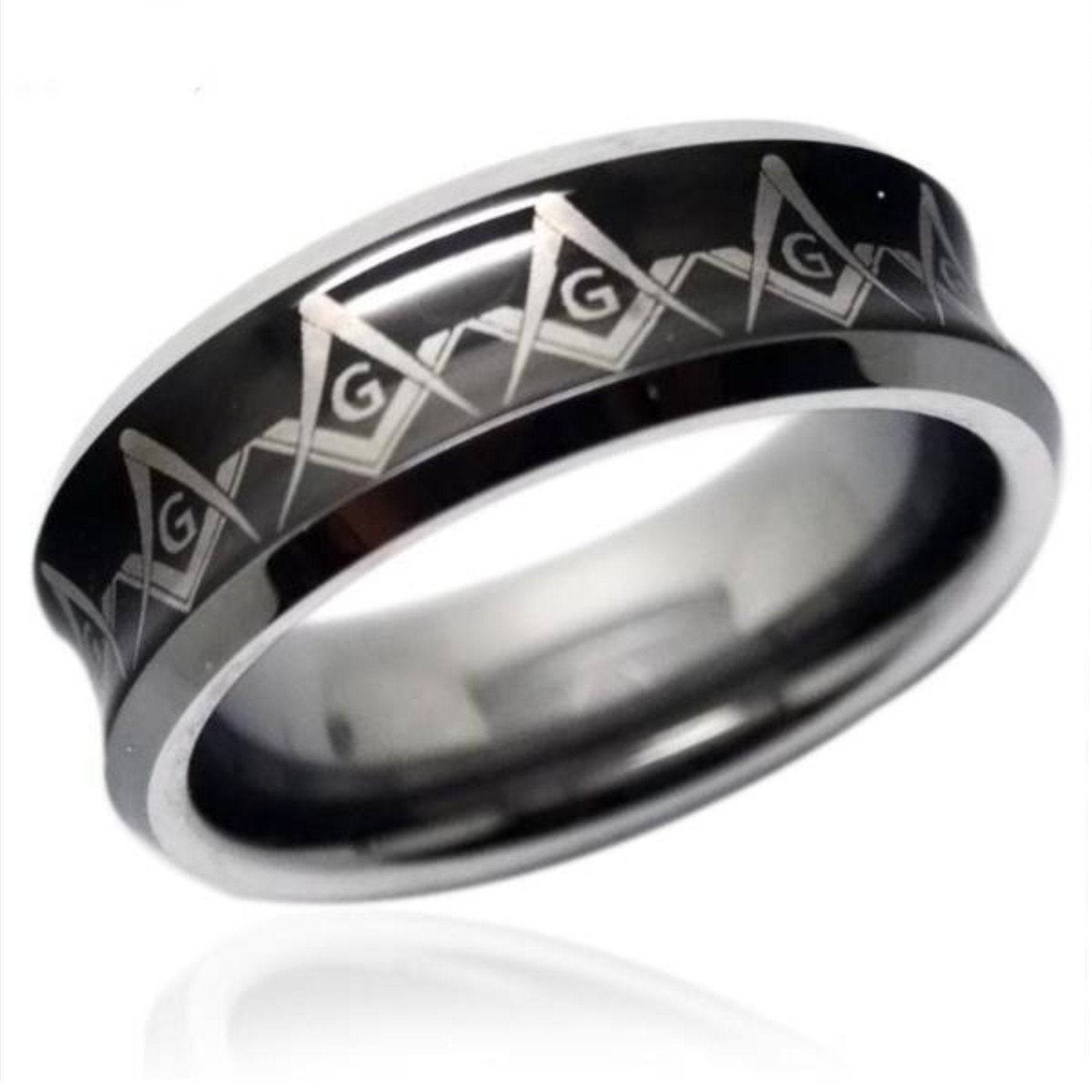 Master Mason Blue Lodge Ring - Plated Curved Surface - Bricks Masons
