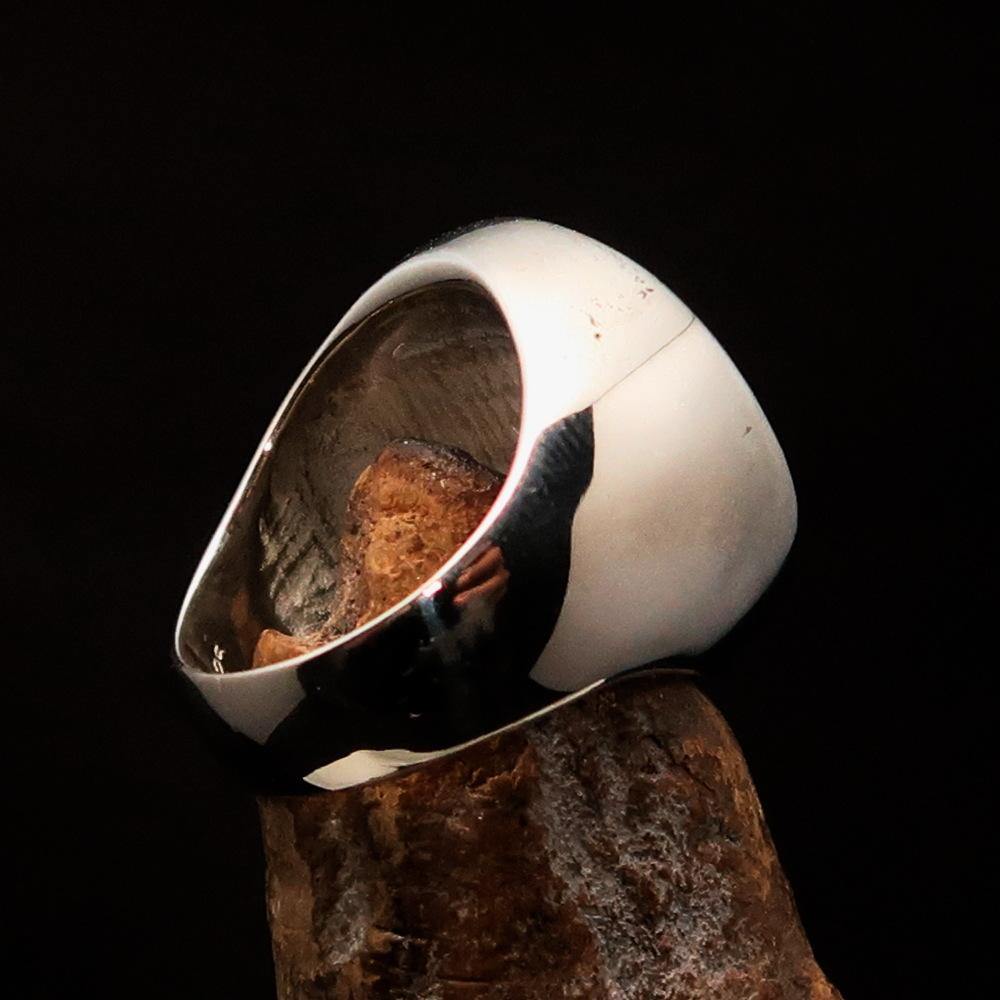 Master Mason Blue Lodge Ring - Red Sterling Silver With Skull Square Compass - Bricks Masons