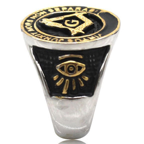 Master Mason Blue Lodge Ring - Square and Compas G VIRTUS JUNXIT MORS NON SEPARABIT - Bricks Masons