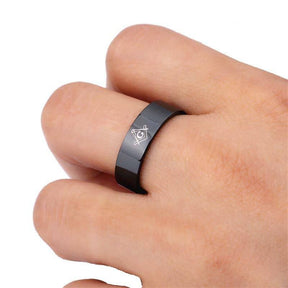 Master Mason Blue Lodge Ring - Square Compass G (Silver/Gold/Black) - Bricks Masons