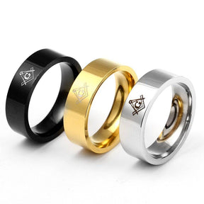 Master Mason Blue Lodge Ring - Square Compass G (Silver/Gold/Black) - Bricks Masons