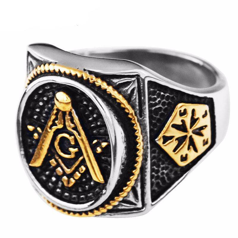 Master Mason Blue Lodge Ring - Square & Compass Signet [Multiple Colors] - Bricks Masons