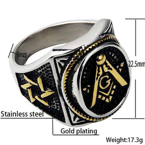 Master Mason Blue Lodge Ring - Square & Compass Signet [Multiple Colors] - Bricks Masons