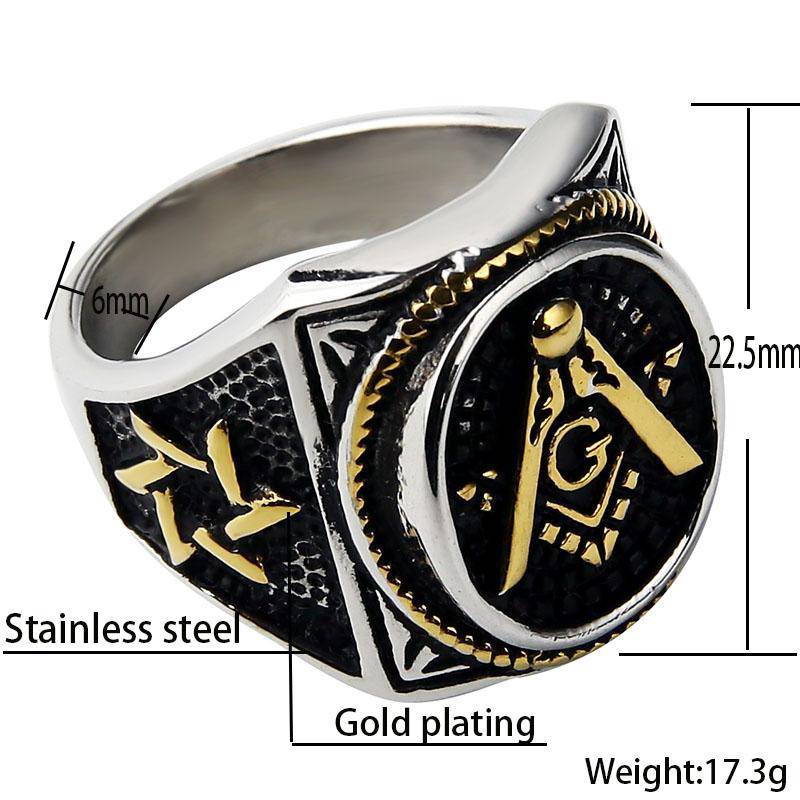 Master Mason Blue Lodge Ring - Square & Compass Signet [Multiple Colors] - Bricks Masons