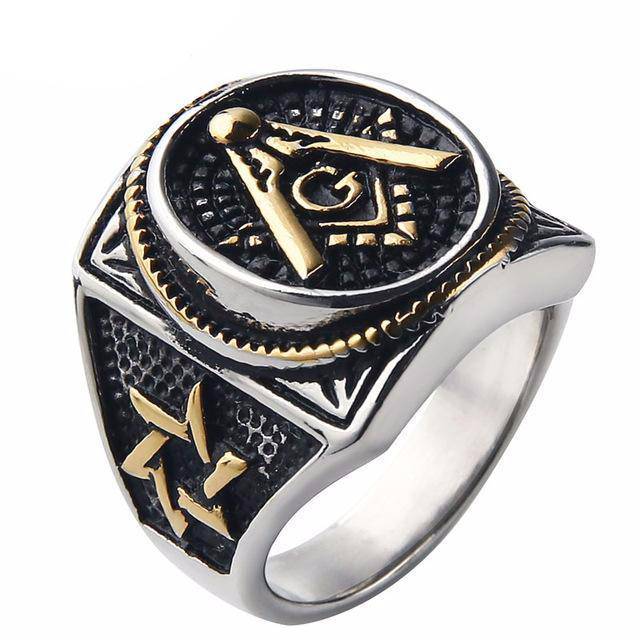 Master Mason Blue Lodge Ring - Square & Compass Signet [Multiple Colors] - Bricks Masons