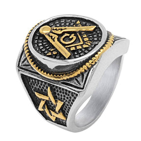 Master Mason Blue Lodge Ring - Square & Compass Signet [Multiple Colors] - Bricks Masons