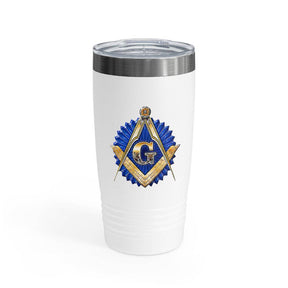 Master Mason Blue Lodge Ringneck Tumbler - Golden Square & Compass G - Bricks Masons