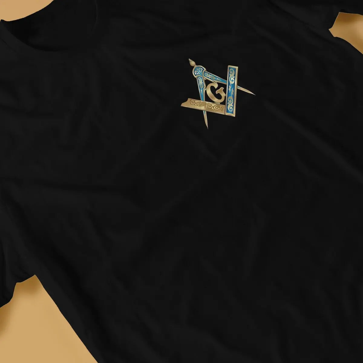Master Mason Blue Lodge T-Shirt - Blue  Gold Square Compass Polyester - Bricks Masons