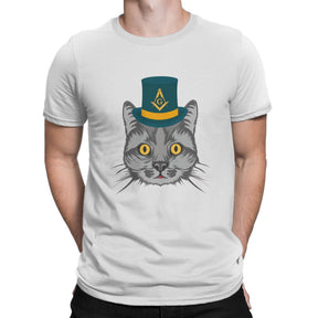 Master Mason Blue Lodge T-Shirt - Polyester Cat Design - Bricks Masons