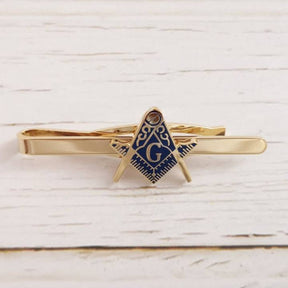 Master Mason Blue Lodge Tie Bar - Square and Compass Motif - Bricks Masons
