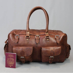 Master Mason Blue Lodge Travel Bag - Conker Brown Leather - Bricks Masons