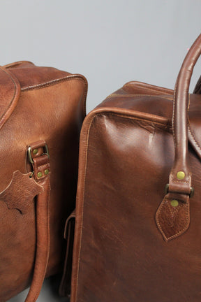 Master Mason Blue Lodge Travel Bag - Genuine Brown Leather - Bricks Masons