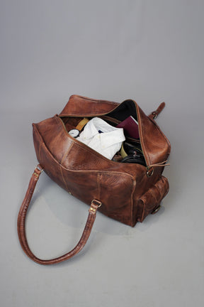 Master Mason Blue Lodge Travel Bag - Handmade Genuine Leather - Bricks Masons
