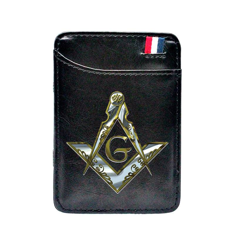 Master Mason Blue Lodge Wallet - Compass And Square G (Black/Brown) - Bricks Masons