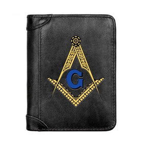 Master Mason Blue Lodge Wallet - Genuine Leather With Credit Card Holder (Black/Brown/Coffee) - Bricks Masons