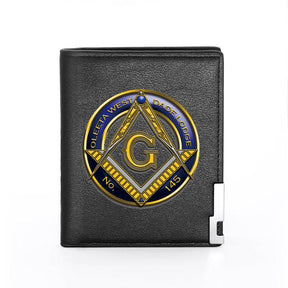 Master Mason Blue Lodge Wallet - Oleeta West Dade Lodge NO 145 Black & Brown - Bricks Masons