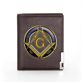 Master Mason Blue Lodge Wallet - Oleeta West Dade Lodge NO 145 Black & Brown - Bricks Masons