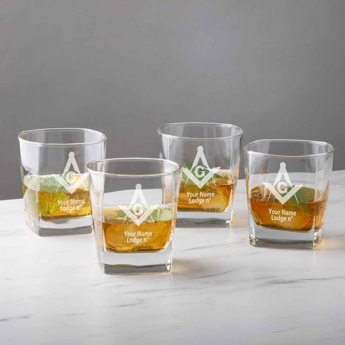 Master Mason Blue Lodge Whiskey Glass - 1 Piece - Bricks Masons