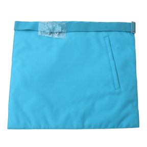 Master Mason French Rite Apron - White & Sky Blue Moire Machine Embroidery - Bricks Masons