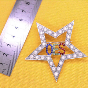 OES Brooch - Crystals & Pearls - Bricks Masons
