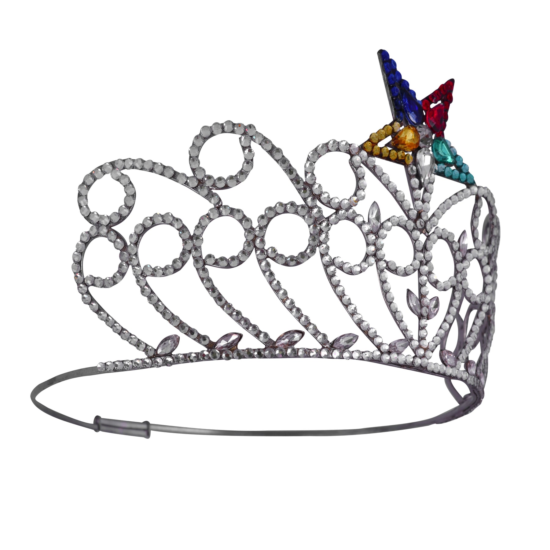 OES Crown - Rhodium Plating With One Colorful Star - Bricks Masons