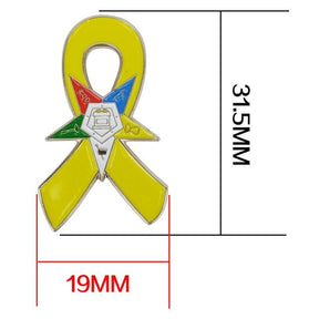OES Lapel Pin - Support Our Troops Awareness Yellow Ribbon - Bricks Masons