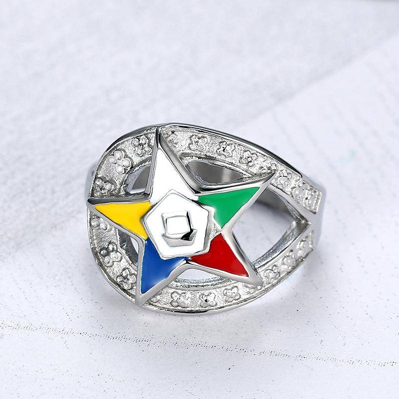 OES Ring - Silver Stainless Steel - Bricks Masons
