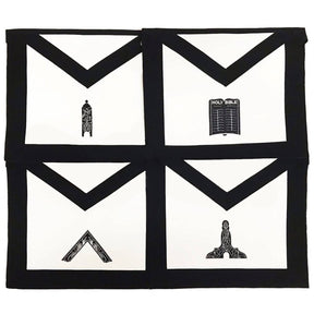Officers Blue Lodge Funeral Apron - Moire Ribbon Machine Embroidery - Bricks Masons
