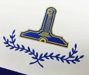Officers Blue Lodge Officer Apron Set - Royal Blue Ribbon Machine Embroidery (Set of 11) - Bricks Masons
