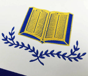 Officers Blue Lodge Officer Apron Set - Royal Blue Ribbon Machine Embroidery (Set of 11) - Bricks Masons