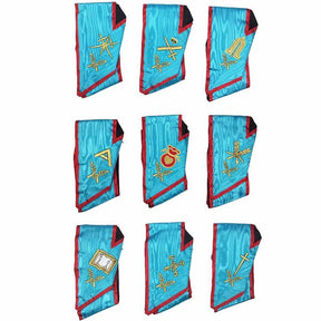 Officers Memphis Misraim French Regulation Officer Collar Set - Turquoise Machine Embroidery - Bricks Masons