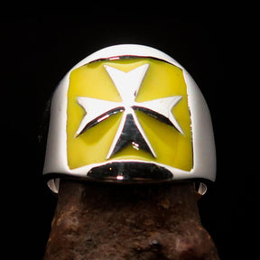 Order of Malta Ring - Yellow Cross Sterling Silver