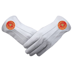 Past Grand High Priest Royal Arch Chapter Glove - Leather With Red Patch & Wreath - Bricks Masons