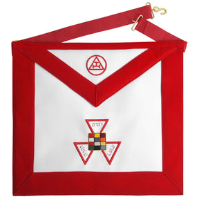 Past High Priest Royal Arch Chapter Apron - Red with Triple Tau Insignia - Bricks Masons