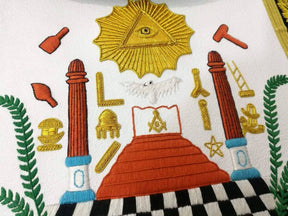Past Master Blue Lodge Apron - Black Chenille with Gold Braid - Bricks Masons