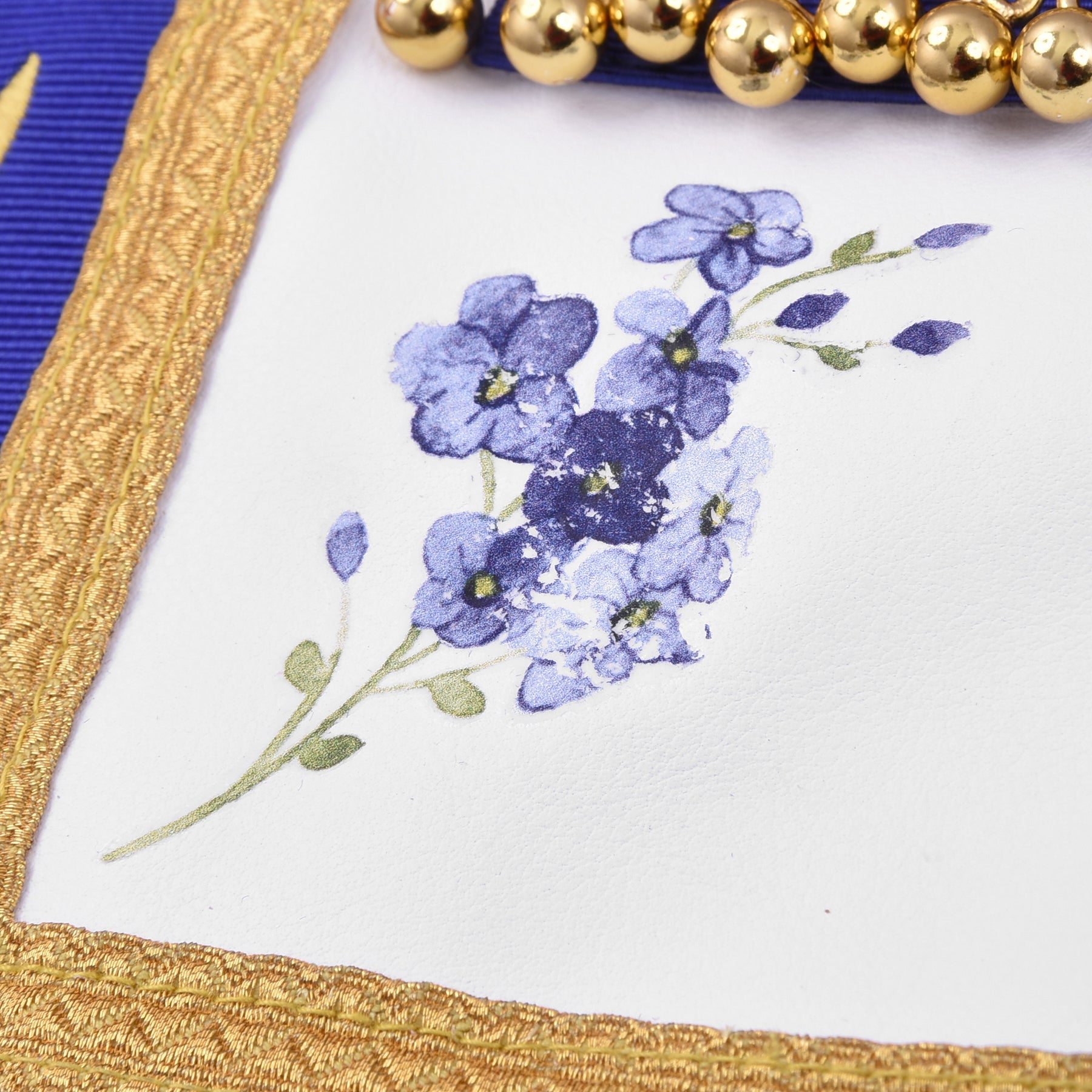 Past Master Blue Lodge California Regulation Apron - Gold Bullion With Golden Braid Fringe - Bricks Masons