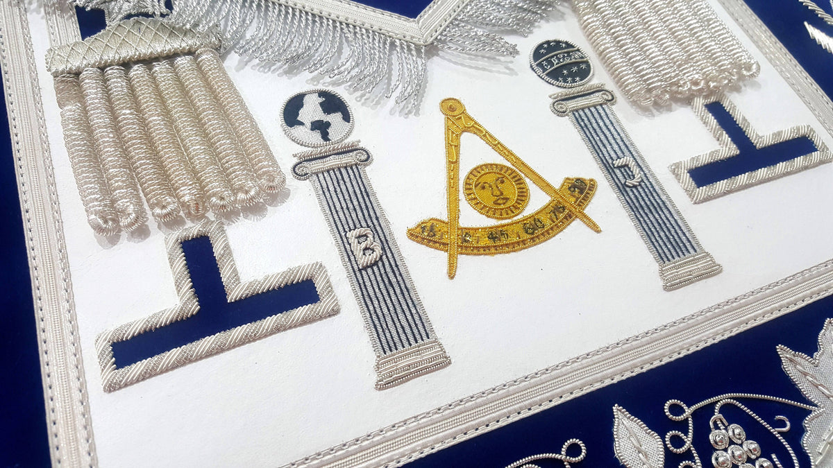 Past Master Blue Lodge Apron - Gold & Silver - Bricks Masons