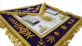 Past Master Blue Lodge Apron - Gold Sun & Vinework - Bricks Masons